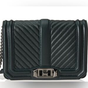 Rebecca Minkoff Women's Chevron Quilted Love Crossbody Bag Deep Jade